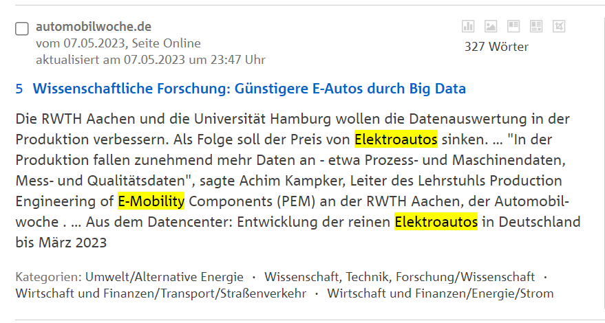 Artikel-Darstellung als Zusammenfassung