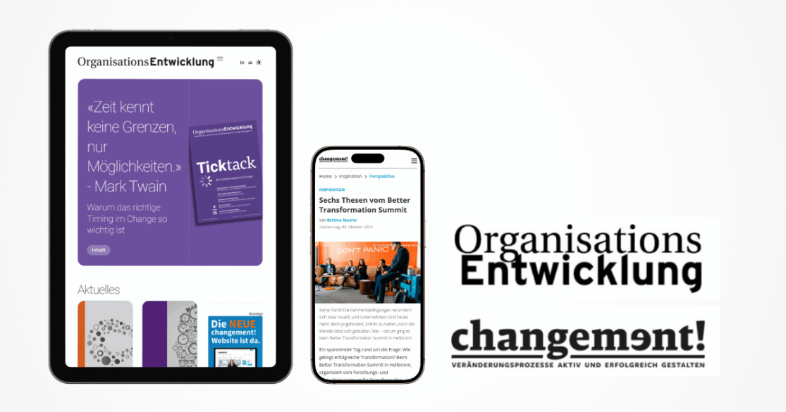 Logos von OrganisationsEntwicklung“ und „changement!