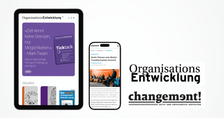 Logos von OrganisationsEntwicklung“ und „changement!