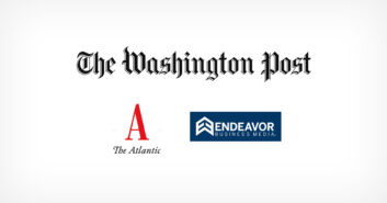 Die Logos der Washington Post, von The Atlantic und der Endeavor Business Media Group