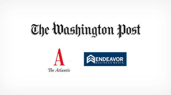 Die Logos der Washington Post, von The Atlantic und der Endeavor Business Media Group