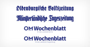 Die Logos der Oldenburgischen Volkszeitung, der Münsterländischen Volkszeitung und der OM-Wochenblätter Vechta und Cloppenburg