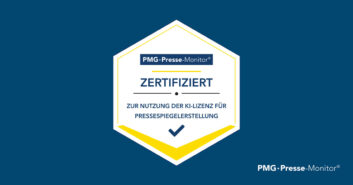 Siegel der PMG Presse-Monitor zur Zertifizierung von Medienbeobachtern und Agenturen zur Nutzung der KI-Lizenz für Pressespiegelerstellung