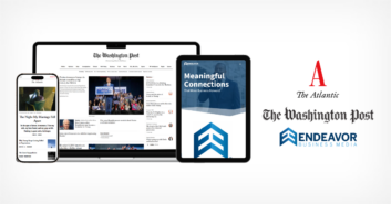 Die Logos der Washington Post, von The Atlantic und der Endeavor Business Media Group